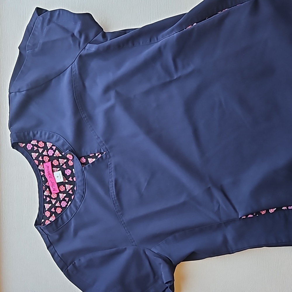 Betsey Johnson Navy Blue Nurse Scrub Top S
